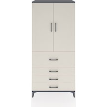 Hyperion Dolap 3 Raflı 4 Çekmeceli 2 Kapaklı 88x44x195 Antrasit-aytaşı Antrasit