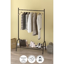 Bofigo Konfeksiyon Askısı Ayaklı Askılık Elbise Askılığı Raflı Askılık Venüs Siyah