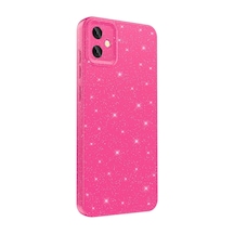 Kilifone - Samsung Uyumlu Galaxy A05 - Kılıf Simli Kamera Korumalı Koton Kapak - Pembe Koyu