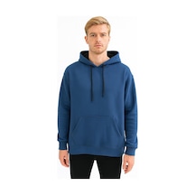 Erkek Oversize Uzun Kol Kapşonlu Sweatshırt-7386 Mavi Erkek Oversize Uzun Kol Kapşonlu Sweatshırt-7386 Mavi