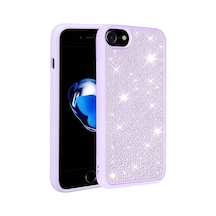 Kilifone - Apple Uyumlu iPhone 7 - Kılıf Parlak Taşlı Tasarımlı Ston Kapak - Lila