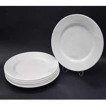 6 Adet Beyaz Melamin Tatlı.pasta Servis Tabağı 21cm Sığ Tabak Gün N11.1772