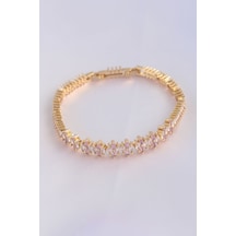 Vip Seri Pirinç Pembe Zirkon Taşlı Gold Renk Baget Model Bileklik - Tj-bb6078 Diğer