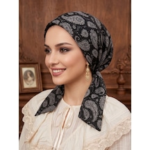 Raşelkori Tesettür Eşarp Bone Siyah - Bej