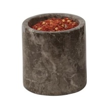 Roza Mermer Baharatlık 8x8 Cm Mermer Tuzluk Masaüstü Baharatlık Kahverengi Açık Gri