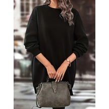 Kadın Uzun Kollu Bisiklet Yaka Iki Iplik Elbise Çok Renkli