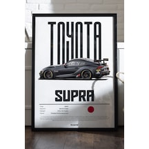 Toyota Supra Araba Siyah Ahşap Çerçeveli Poster, Dekoratif Duvar Tablosu