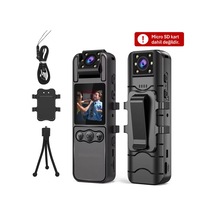 H82 1080P WiFi Vücut Kamerası Full HD Ses ve Video Kayıt Cihazı 180° Döner Lens Gece Görüş 1.3 İnç Ekran