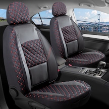 Volvo Xc70 Uyumlu Yarı Deri Oto Koltuk Kılıfı Ön Arka Takım Alpine Siyah Kırmızı