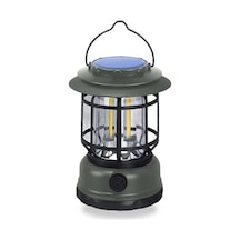 Solar Şarjlı Kamp Lambası, 10w Led, Retro Tasarım Acı Kahverengi