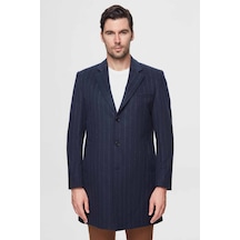 Ds Damat Regular Fit Lacivert Çizgili Yünlü Palto 1hf083220016m Lacivert