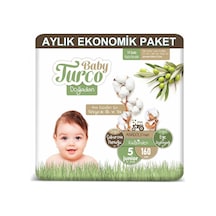 Baby Turco Doğadan Bebek Bezi 5 Numara Junior Aylık Ekonomik Paket 160 Adet