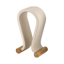 Beyaz Ahşap + Pu Kulaklık Tutucu, Oyuncu Kulaklıkları İçin Sabit Tutucu, Ofis/ev Masaüstü Organizer