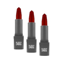 Uzun Süre Kalıcı Yoğun Renk Veren Nemlendirici Parlak Ruj - Glossy Lipstick 323 Ruby Red 3 Paketi 0
