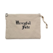 Mercyful Fate Logo Text Krem Clutch Astarlı Cüzdan / El Çantası Krem