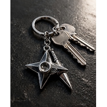 Naruto Şuriken Kunai Desenli Gümüş Renk Anahtarlık Unisex Yetişkin Anime