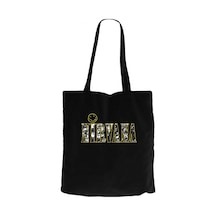 Nirvana Logo ve Yazı Siyah Kanvas Bez Çanta Siyah