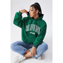 Uyguntarz California Baskılı Oversize Sweatshirt Yeşil