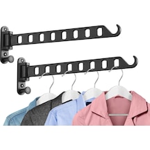 Vkemall "2'li Set Katlanır Çamaşır Askısı - Kompakt Ve Dayanıklı Alüminyum" Siyah