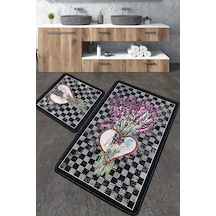 Levan Banyo Halısı Djt 2 Li Set Banyo Halısı Paspas Yıkanabilir Kaymaz Çok Renkli