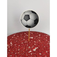 30 Adet Dekoratif Karton Futbol Topu Şeklinde Pasta Kürdanı 6,5 Cm