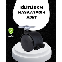 6 Cm Kilitli Tekerlek Ayak 4 Adet Sehpa Ve Ekipman Uyumlu Siyah