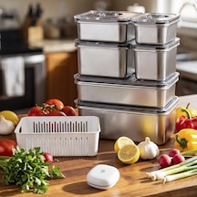 Aryıldız Vacuum & Fresh Çelik 14 Parça Saklama Kabı Seti Çok Renkli