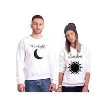 Tshirthane Moonlight Sunshine Sevgili Kombinleri Unisex Sweat Kırık Beyaz
