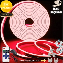 Neon Esnek Şerit Led Tak Çalıştır Kumandalı - Dimmer- Kırmızı 2 M Kırmzı