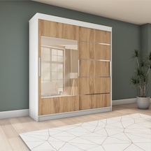 İki Kapaklı Sürgülü Gardırop 140lık Parlak Beyaz + Kapaklar Ud