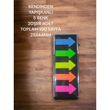 Ok Şekilli Yapışkanlı Kağıt Post-it 5 Renk X 20şer Sayfa