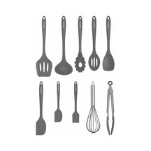 Ayrex Valletta Salvatore Isıya Dayanıklı Yanmaz Yapışmaz Silikon Spatula Seti 10 Parça Gri Vlt1118 Diğer