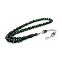 Sürmeli Sıkma Kehribar Tesbih Kapsül Kesim 7x11 Mm Gümüş Kaplama Püskül Erkek Hediyelik Tesbih Yeşil - 892392196 Yeşil - 892392196 Yeşil