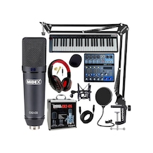 Stüdyo Ekipmanları Midi Live Paket-5 Ses Kartlı Mikser Midi Klavye Cx2 Mikrofon Kulaklık