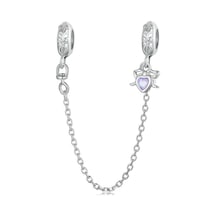 S925 Gümüş Platin-plakalı Opal Yay Güvenlik Zinciri Diğer Çok Renkli