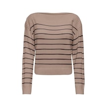 Only Onlkatia Ls Kayık Yaka Kadın Triko 15374823 Kahverengi