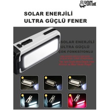 Solar Güneş Enerjili Ultra Şarjlı Güçlü El Feneri Hızlı Dolum Powerbank Özellikli Ortam Aydınlatmalı