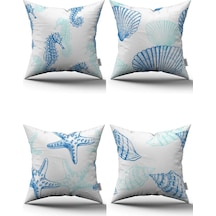 Mavi Beyaz Marin Temalı Dijital Baskılı Kırlent Kılıfı Seti 4kmbs101