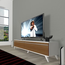 Decoraktiv Eko 140t Mdf Retro Tv Ünitesi Tv Sehpası - Beyaz - Ceviz Beyaz - Ceviz