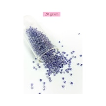 Dökme Cam Kum Boncuk 8/0 3 Mm - 20 Gram - Şeffaf Mor Beyaz - Bnc181