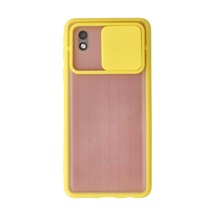 Samsung Galaxy A01 Core Kılıf Palm Buzlu Kamera Sürgülü Silikon - Sarı 1