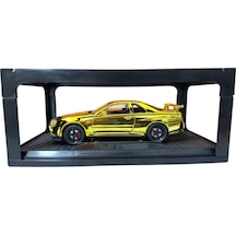 1:24 Metal Model Koleksiyon Araba Nissan Skyline Gt-r R34 Parlak Sarı 19 Cm Döner Ön Tekerler