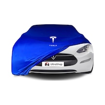Tesla Model S 2016-2021 Araba Brandası Mavi Kumaş Penye Toz Geçirmez Oto Garaj Branda
