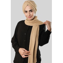 Hürrem Bone Bej Kışlık Kendinden Atkılı Peluş Tesettür Bone Jakar Düz 2329 12 Bej