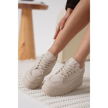 Roof Atelier Kadın Bej Yüksek Tabanlı Bağcıklı Gizli Topuklu Spor Ayakkabı - Alice Bej Roof Atelier Kadın Bej Yüksek Tabanlı Bağcıklı Gizli Topuklu Spor Ayakkabı - Alice Bej