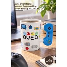 4 Adet Porselen Kupa Bardak Game Over Baskılı Tasarım, Porselen Mug İçecek Bardağı 11x14 Cm 1