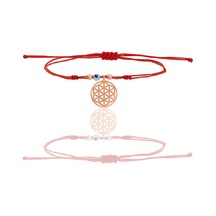 Gümüş Rose Nazarlı Yaşam Çiçeği İpli Şans Bileklik Barcode Gümüş