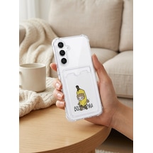 Samsung Galaxy S24 Fe Boş Yapma Muz Detaylı Kart Bölmeli Şeffaf Telefon Kılıfı Mh-hs3710-7892