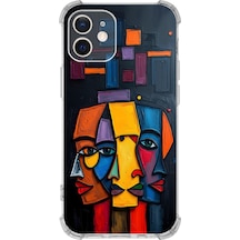 Apple Uyumlu iPhone 12 İle Köşe Korumalı Kılıf Metamorfoz Trinite Tasarımlı Uv Baskılı Şeffaf