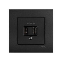 Viko Novella Siyah Usb Şarj Prizi 5v 2a Çerçeveli